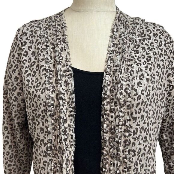 Chicos Travelers Animal Print Open Front Cardigan Lightweight Size 1 Medium - Picture 3 of 8